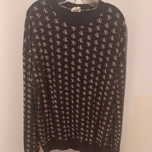 CK Calvin Klein Black/Creme Logo Lightweight Sweatshirt Long Sleeve Unisex L